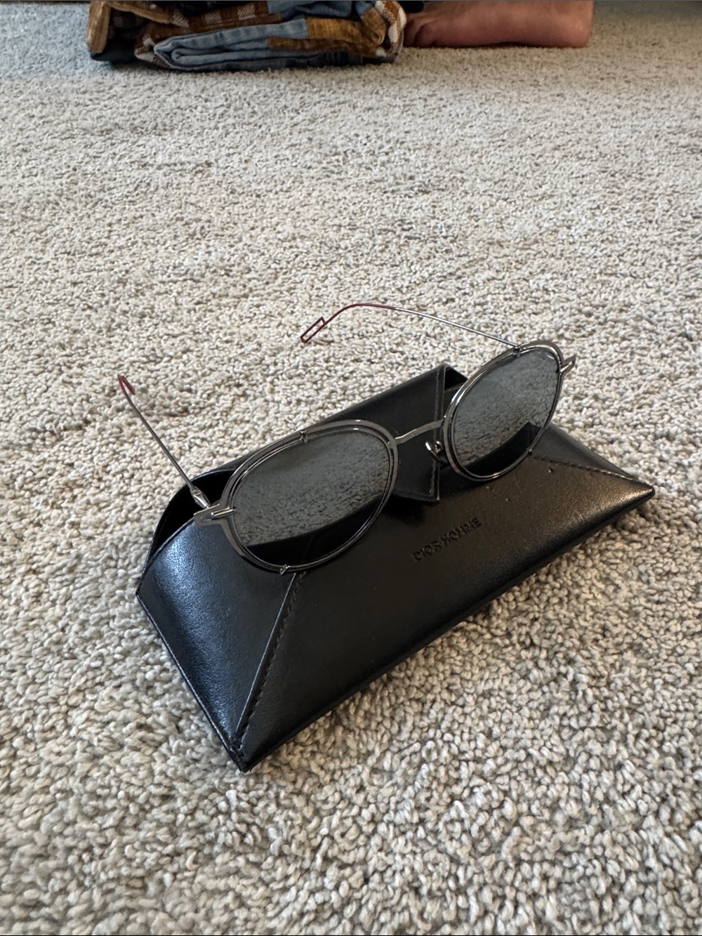 Dior Silver Metal Round Sunglasses with Black Case